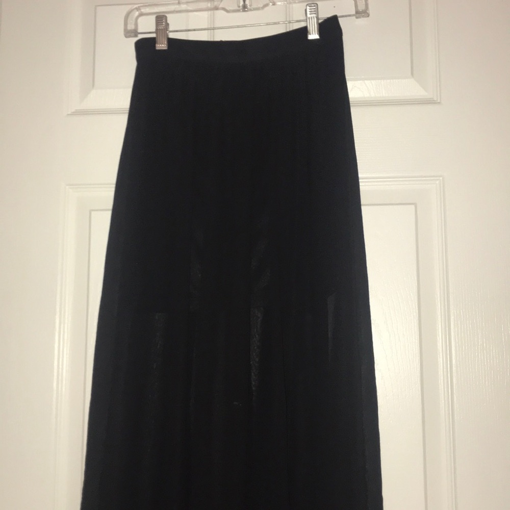 Mesh maxi skirt with underskirt and slit